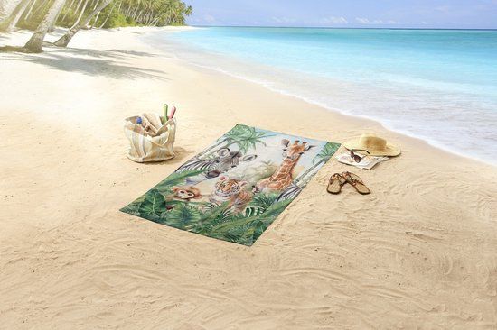 Good Morning Strandlaken voor Kinderen 75x150 cm - Jungle Dieren Print - Multi
