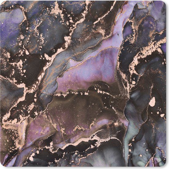 MousePadParadise Mousepad - Marmer - Goud - Roze - 30x30 cm - Standaard - Rubber/Textiel