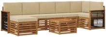 vidaXL - Extérieur - canapé - set - 7 - pcs - Naturel - Acacia massif - Bois - et - Polyester