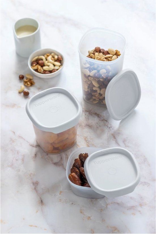 Tupperware One Touch Fresh Vierkant Set - 2.5L - Grijs - 6 Delig