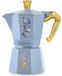 Bialetti Moka Express Bridgerton-collectie Espressokoker, 6 kopjes, 250 ml, blauw/bloemenmotief
