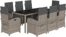 vidaXL 9-delige Tuinset met kussens, polyrattan, grijs