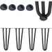 Mucola Pieds de table 4 pièces Hairpin Leg Pieds en épingle à cheveux Piètement de table Patins de table Pied de table de salle à manger - Noir 3 entretoises 86CM