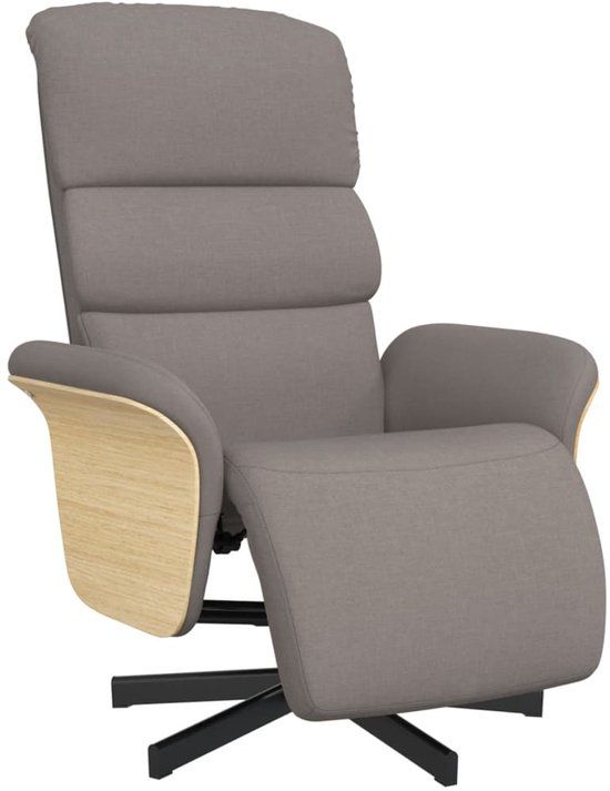 vidaXL Fauteuil verstelbaar met voetensteun stof taupe