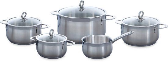 BK Excellent 5-delige RVS Kookpannenset - Zilver - Vaatwasmachinebestendig - Ovenbestendig - 25 jaar garantie