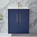 Hudson Reed Meuble de salle de bain - Avec lavabo - 61 cm – Bleu marine - Poignées en T or satiné - Edge