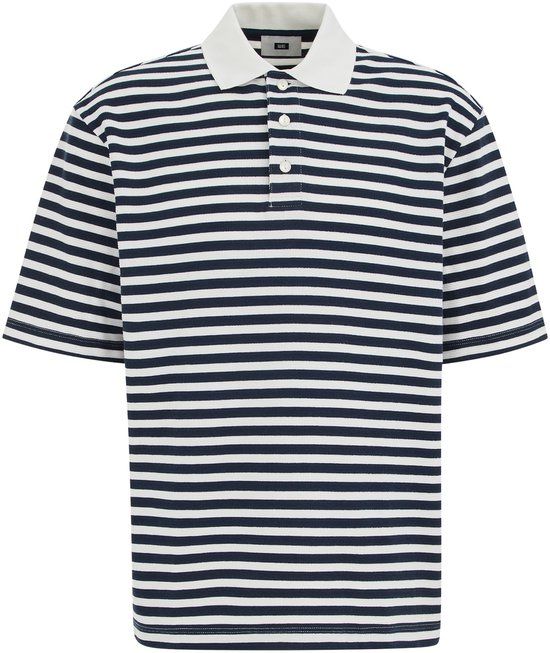 WE Fashion Heren relaxed fit gestreepte polo met structuur