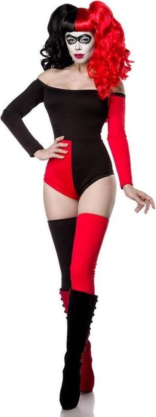 Mask Paradise Crazy Harley Kostuum - Rood/Zwart - Maat L - Vrouwen