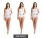Lot de 3 culottes pour femme (avec ou sans dentelle) – Culottes en coton confortables, dotées d'une ceinture élastique et de bords doux au niveau des jambes (réf. 7661900), coloris blanc.