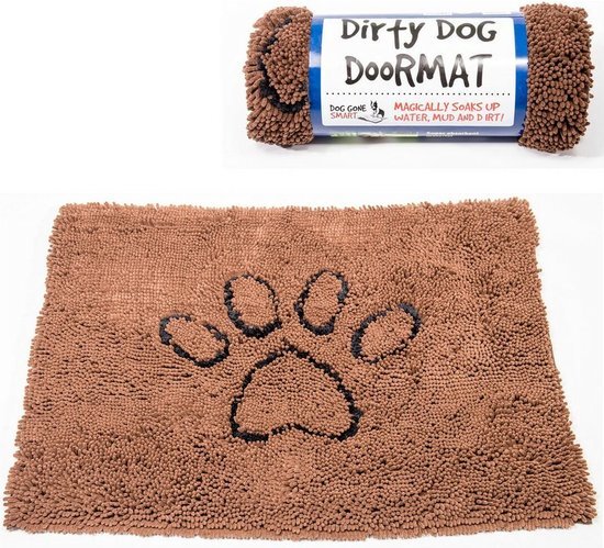 Dog Gone Smart Pet Products Dog Gone Smart Dirty Dog Microfiber Deurmat, Super Absorberend, Machine Wasbaar met Antislip Backing, Medium, Bruin
