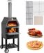 VEVOR Four à pizza d'extérieur à deux couches de 45,8 x 46,4 x 141,8 cm, Fonte et Acier inoxydable, Température maximale 500℃, Avec thermomètre, Roues économes en main-d'œuvre