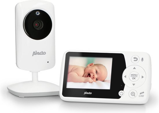 Alecto BO64 - Uitbreidbare Babyfoon met Camera - Temperatuurweergave - Wit