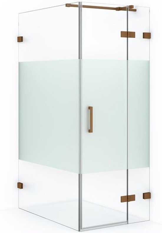 Maxaro Douchecabine Diamond 120x80cm 8mm Helder Veiligheidsglas met Matte Strook Koper