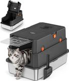 Merkloos Kattenbak RVS met Deksel, Groot Formaat 58 x 38 x 38 cm, Inclusief Schep