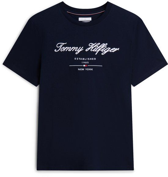 Tommy Hilfiger Heren T-shirt XL Katoen Korte mouw Donkerblauw