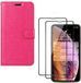 ZT Accessoires iPhone X/XS Book Case - Pink - Wallet Case + 2x Tempered Glass Screen Protector