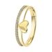 Lucardi Dames Dubbele ring hart en zirkonia - Ring - Cadeau - 14 Karaat Goud - Geelgoud