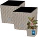 KOTARBAU® Vierkante Bloempot met Inzetpot - Vierkante Plantenbak 20x20 cm 2 Stuks - Plantenpot 6,8 L - Plantenbak - Kunststof - Rotanlook - Mokka