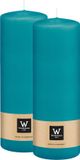 Wiedemann Bougie cylindrique/bougie pilier - 2 pièces - bleu turquoise - 20 x 7 cm - 103 heures de combustion