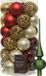 Bellatio Decorations Kunststof kerstballen 37x st - rood/goud/parel/groen - 6 cm - met glazen piek groen