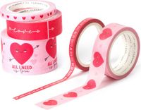LEGAMI Washi tape set - hartje - rood, roze
