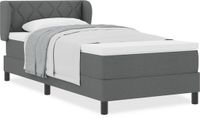 vidaXL Boxspring bed met hoofdeinde Donkergrijs 90 x 200 cm Stof