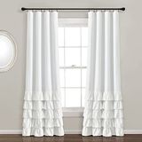 Lush Decor Allison Ruffle 100% gevoerd verduisterende raamgordijnpaneel (enkel paneel), 84" L x 40" W, wit