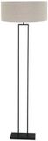 Steinhauer Zwarte vloerlamp Stang 3852ZW met E27 fitting, grijze linnen kap (50 cm), trendy design, metaalmateriaal