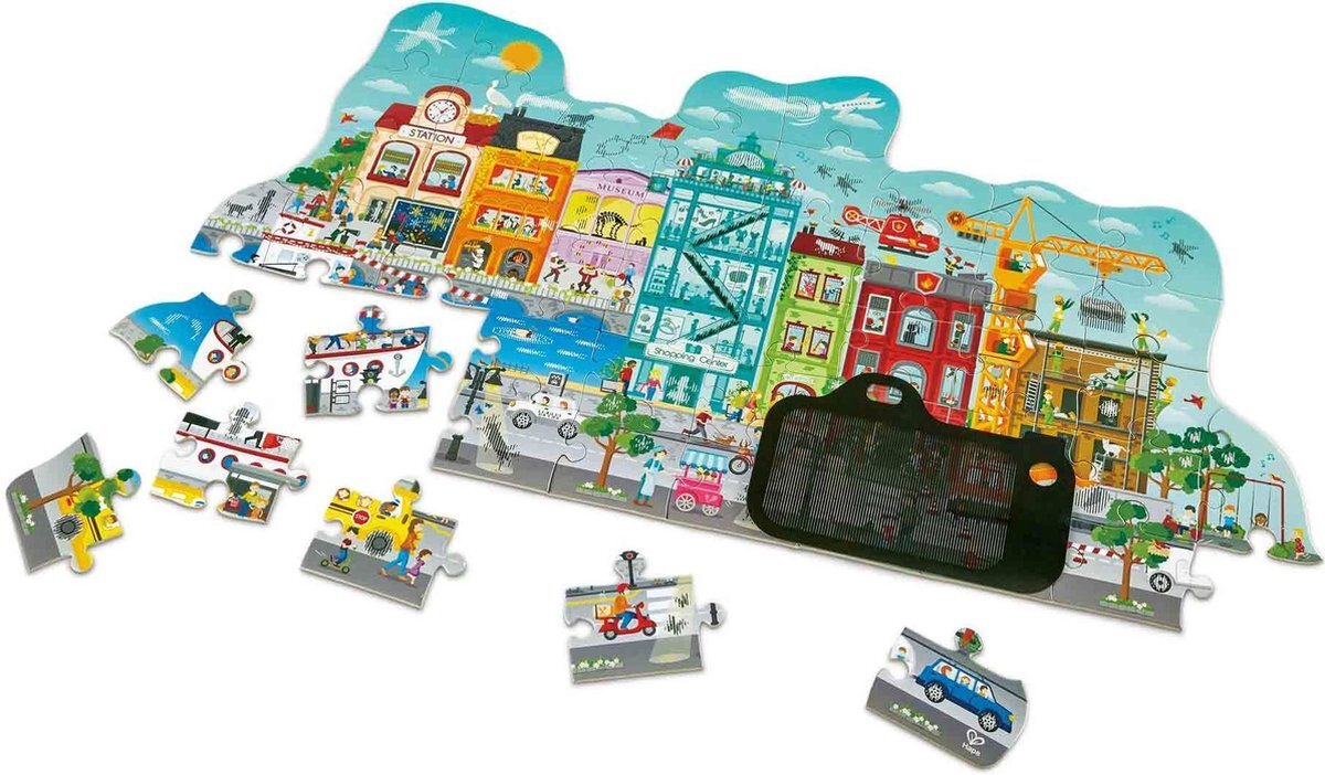 hape Vloerpuzzel City Junior 83 Cm Hout 48-delig