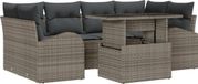 vidaXL Banc de jardin - Set - 7 pièces - Gris - Polyrotin