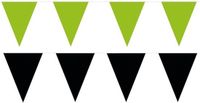 Shoppartners Bv Feest versiering punt vlaggetjes pakket - 80 meter - groen en zwart - slingers / vlaggenlijnen - kunststof - buiten/binnen