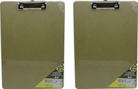 Merkloos / Sans marque Benson Klembord - 2x stuks - A4 - hout - clipboard met papierklem - 23 cm