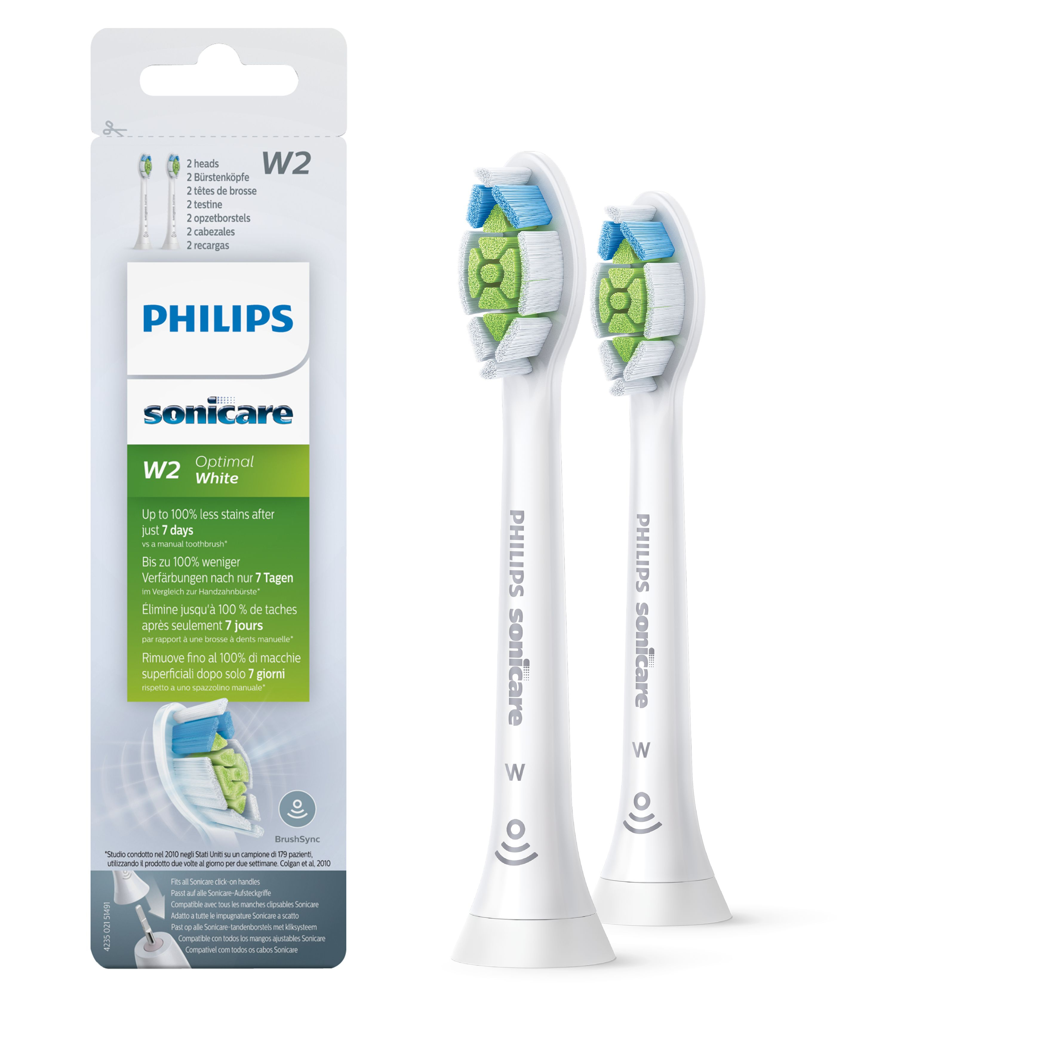 Philips W2 Optimal White HX6062/10 2x Witte sonische opzetborstels