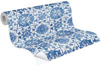 A.S. Création The Wallcover 385601 Zelfklevend Vliesbehang Blauw-Goud Gebloemd 50 cm x 50 cm