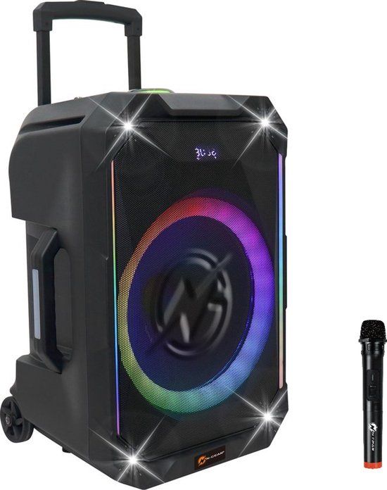 N-GEAR THE FLASH 1540 - Karaoke Speaker - 15" Woofer - Bluetooth - LED Lichtshow - Incl. Draadloze Microfoons