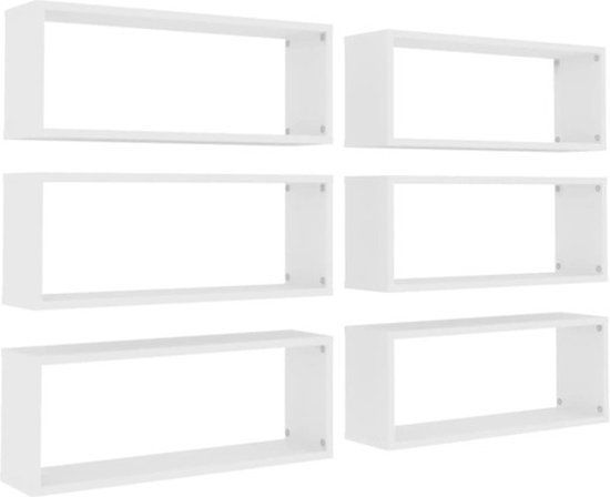 vidaXL Wandschappen kubus 6 st 60x15x23 cm spaanplaat wit