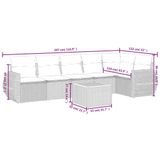 vidaXL 7-delige Loungeset met kussens, polyrattan, zwart