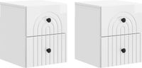 vidaXL Muurbevestigde Nachttafel 2 st Hoogglans Wit 33 x 34,5 x 40 cm