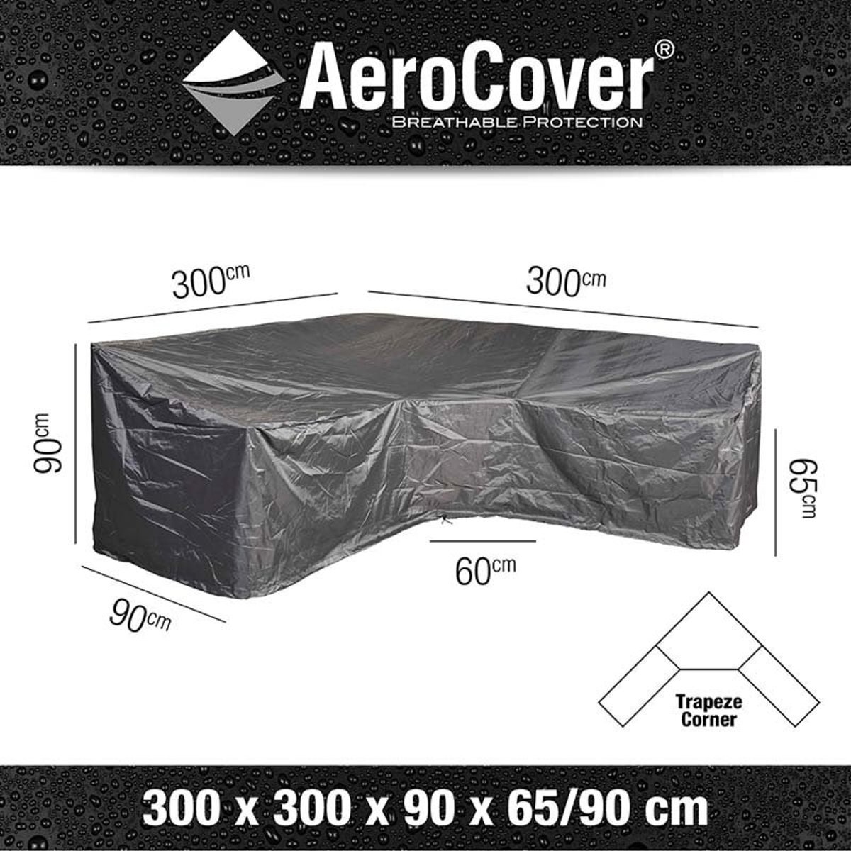 AeroCover loungesethoes hoekset trapeze 300x300x90xh65/90 - antraciet