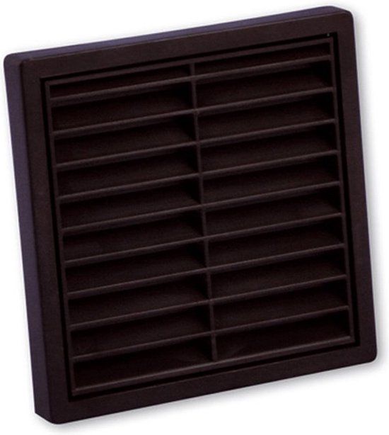 Nedco Ventilatierooster - Vlak model - 100mm - Bruin - Kunststof - Vierkant