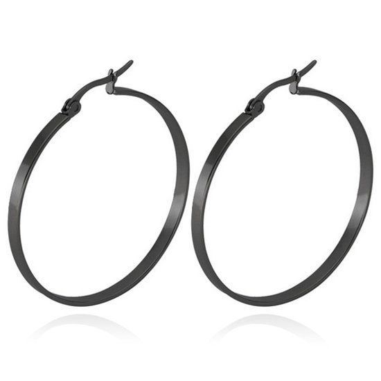 Cilla Jewels Dames oorringen Edelstaal Zwart-40mm