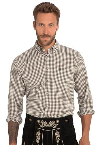 JP 1880 Men's Big & Tall Plaid Long Sleeve Shirt - Dunkel Oliv - Sizes L-8XL