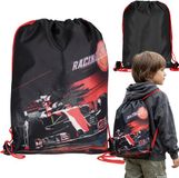 sarcia.eu Euro-Trade Zwarte raceauto sporttas voor jongens, schoudertas voor kinderen, rugzak 38x33 cm