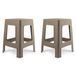 Plasticforte tabouret d'appoint/d'appoint - 2x - Rotan line - taupe - plastique - 36 x 36 x 45 cm - marchepied