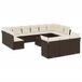 vidaXL 13-delige Loungeset met Kussens, Poly Rattan, Bruin