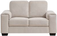 Vente-unique Tweezitsbank in structuurstof beige EMBAPO