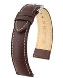 HIRSCH Boston Horlogebandje - buffelkalfsleer, 20 mm Breedte bevestiging, bruin