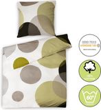 Beautissu dekbedovertrek 1 persoons katoen beddengoed ornamenten | 1x dekbed 155x220cm en 1x kussensloop 80x80cm groen set van 1 ritssluiting renforcé Nela