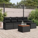 vidaXL Tuinbank - Set - 6 - st - Zwart - poly - rattan