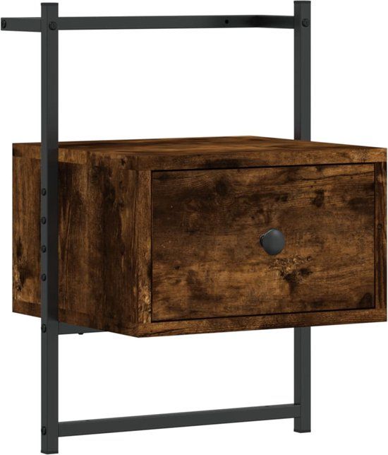 vidaXL Nachtkastje - Wandgemonteerd - Hout - Gerookt Eiken